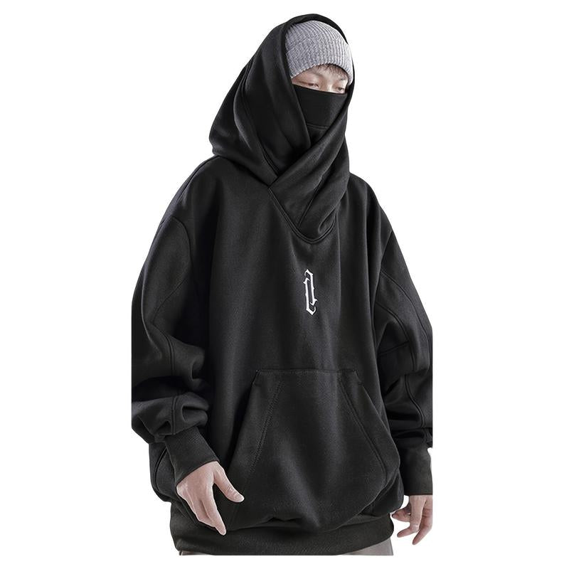 Men'S Women'S Ninja Double Neckline Cotton Hip Hop Hoodie Loose Fashion Casual Pocket Hooded Sweatshirts for Daily Outdoor Wear Men Fall Winter Hoodies Soft Long Sleeve Clothes Men'S Clothing Cold Weather Gear Men Gifts